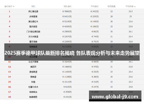 2025赛季德甲球队最新排名揭晓 各队表现分析与未来走势展望